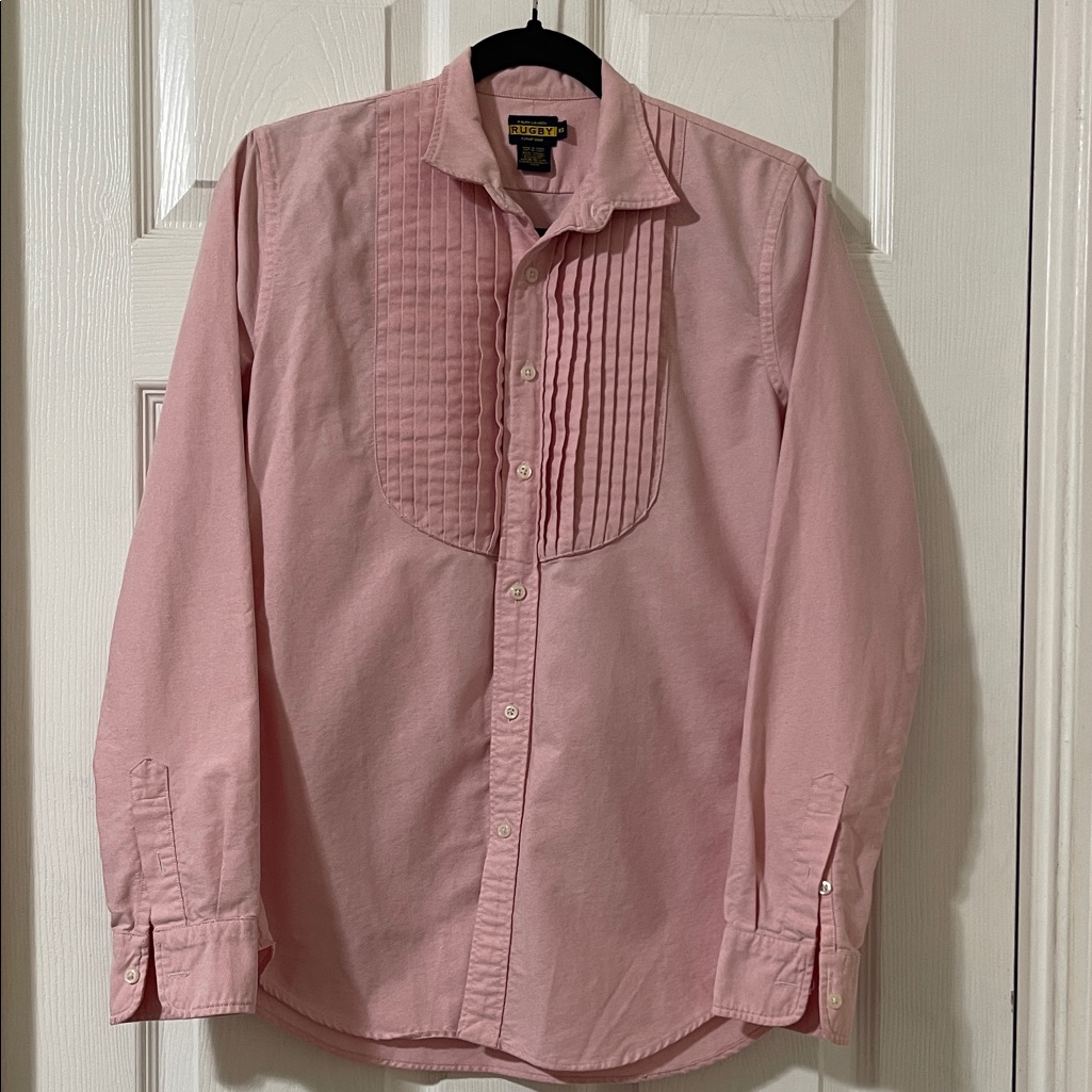 Vintage Ralph Lauren Rugby Pink Button Down Shirt Sz Xs